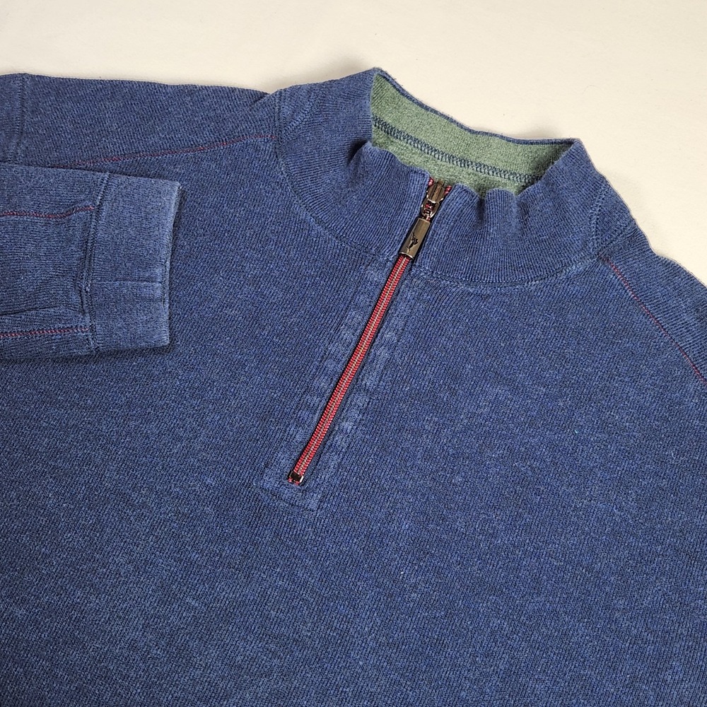 men's TOMMY BAHAMA 1/4 zip pullover REVERSIBLE mock neck Blue/Green size XL